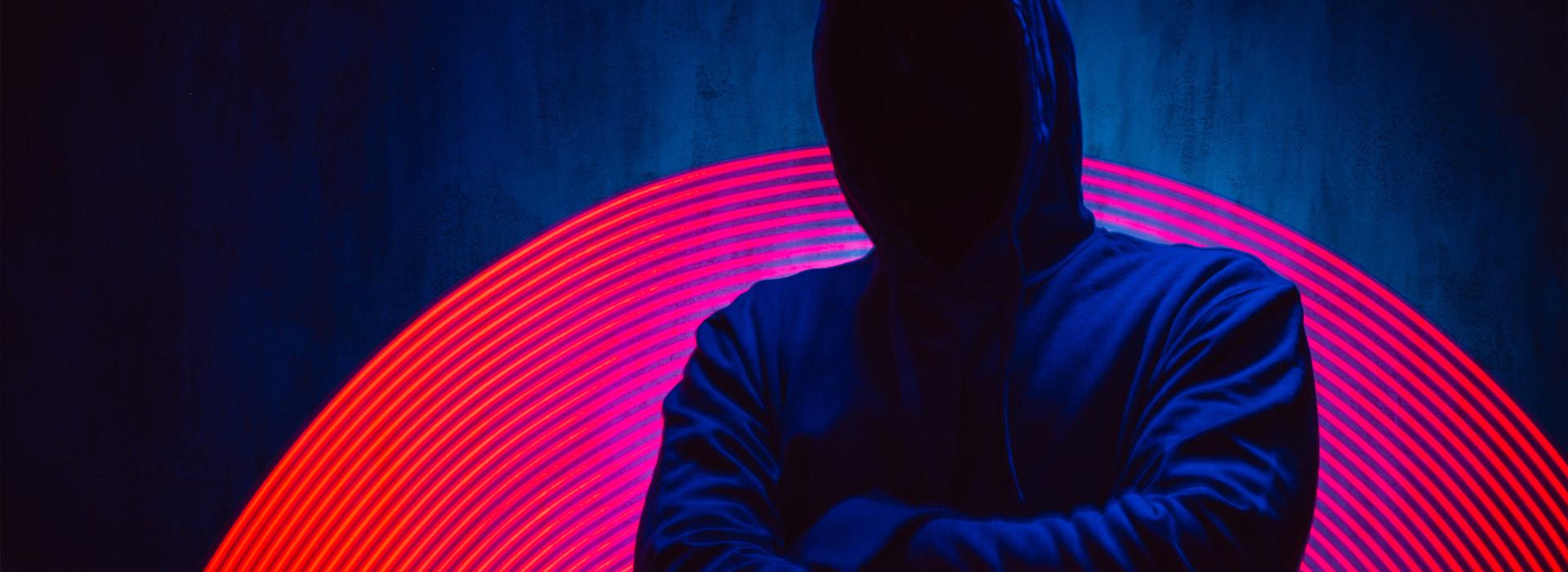 bad actor in black hoodie with no face